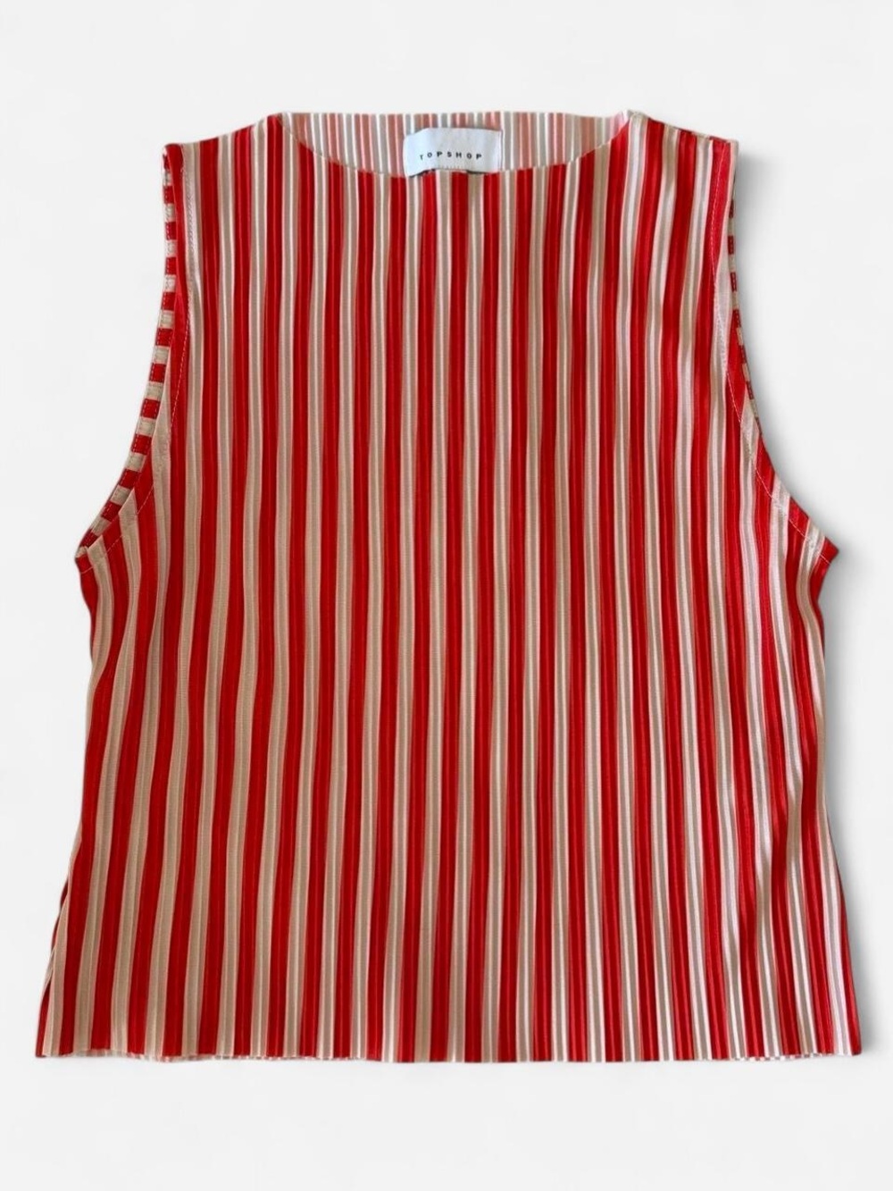 Topshop Orange and White Vertical Stripe Sleeveless Tank